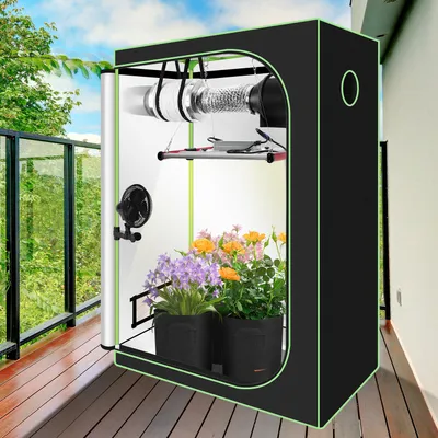 Zdjęcie produktu dla Bettizia grow box kompletny zestaw, szklarnia wewnętrzna z 240W LED z możliwością ściemniania w pełnym spektrum, filtr węglowy, wentylator, namiot do uprawy, namiot do uprawy, 120x60x180