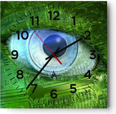 Produktbild von Wanduhr - Quadrat - Glasuhr - Computergrafik Abstraktion Prozessor - 30x30cm - Schleichendes Uhrwerk - Lautlos - zum Aufhängen bereit - Dekoration Modern - Wanddekoration aus Glas - C4AC30x30-0333