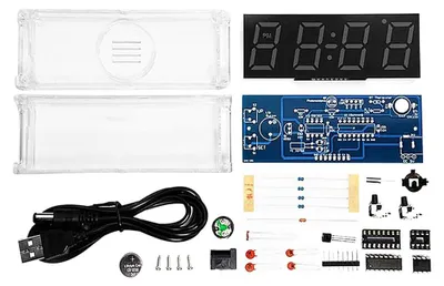 LED Digital Wecker DIY Bausatz, 4-stellig, Zeit/Temperatur/Datum