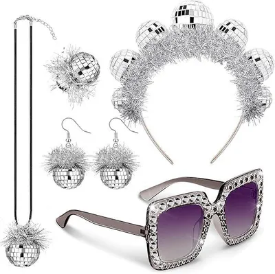 Productafbeelding van Solidchoice - Fonkelende Oorbellenset met Discobol en Spiegelbol - Feestaccessoires voor Vrouwen