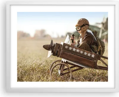 Produktbild von Gerahmtes Poster - Weißer Rahmen - Kindheit Flugzeug Spielzeug - 50x40 cm - Wand Bild - Wanddeko - Wandbilder - Kunstposter - Wandposter - Bilderrahmen - Bilder - Kunstdruck - P2WAA50x40-4469