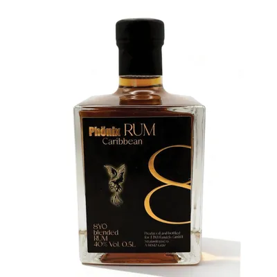 Produktbild von Phönix Rum Caribbean 8YO - Black Design - Rum 40% Vol. 0,5 L