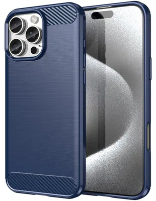 Produktbild von Mobigear Brushed Slim Schutzhülle für iPhone 16 Pro Max, flexibles TPU-Rückseitenetui – Blau