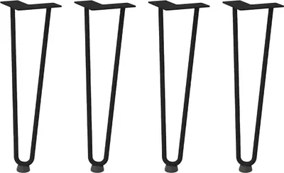 Obrázek produktu pro vidaXL Vlásenkové nohy pro konferenční stolek 4 ks černé 42 cm z masivní oceli