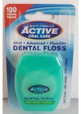 Obrázek produktu pro ACTIVE 100M Nić Dentystyczna Miętowa Woskowana z Fluorem