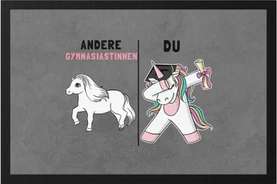 Produktbild von Andere Gymnasiastinnen Du Fußmatte  Pferd Einhorn Geschenkidee Lustig Gymnasium 5. Klasse