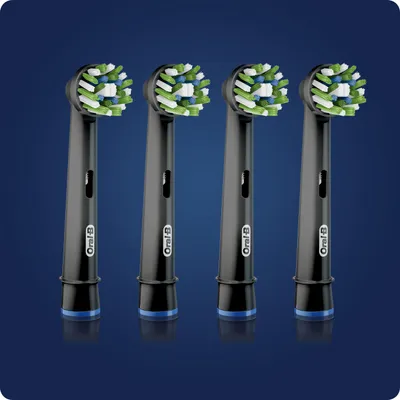 Produktbild von Oral-B CrossAction - Met CleanMaximiser-technologie - Opzetborstels - Zwart - 4stuks