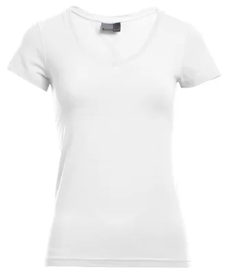 Image de Promodoro - T-shirt pour femmes, col en V, coupe étroite LT2753 (S) (blanc)