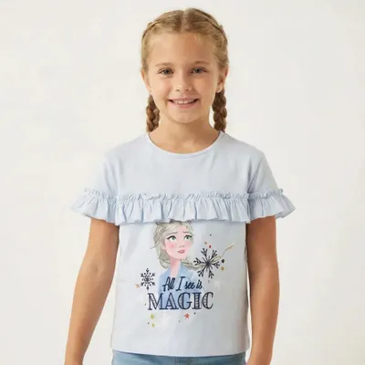 Produktbild von Disney Die Eiskönigin Elsa Kinder Mädchen T-Shirt – Blau / 110