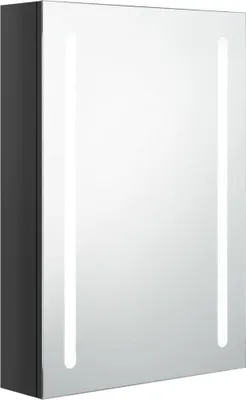 Image de Armoire de salle de bain à miroir LED noir brillant 50x13x70 cm