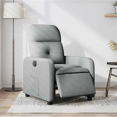 Produktbild von Elektrischer Relaxsessel Hellgrau Stoff mit Verstellbarer Rückenlehne und Fußstütze, ergonomischer Fernsehsessel für Lounge, Wohnzimmer, Schlafzimmer, Büro, bequemes Sitzmöbel