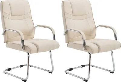 Produktbild von CLP 2er Set Freischwinger Attila Stoff mit Metallgestell creme