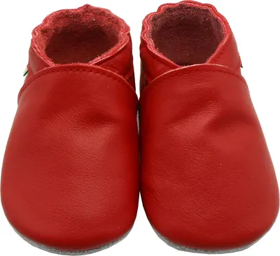 Produktbild von Sayoyo Baby Krabbelschuhe Lauflernschuhe Lederpuschen aus echtem Leder,Einfarbig Rot,EU 18-19
