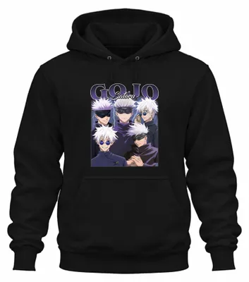 Productafbeelding van Gojo Satoru Jujutsu Kaisen oogmasker, wit haar, anime, cadeau, uni hoodie, zwart, 3XL