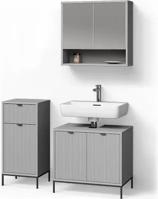 Produktbild von Badmöbel-Set Livinity ATERNO Grau 3-teilig, Model 52850