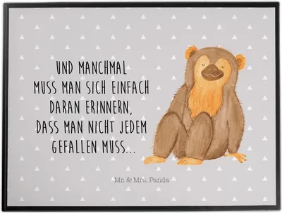 Produktbild von Mr. & Mrs. Panda Schreibunterlage Affe - Grau Pastell - Geschenk, Affen, Selfcare, bastelunterlagen, schreibtischunterlage, Afrika, schreibtischunterlagen, Respekt, Liebe