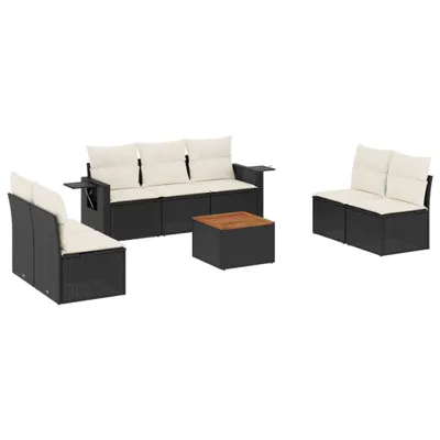 Produktbild von vidaXL 8-tlg. Garten-Sofagarnitur mit Kissen Schwarz Poly Rattan