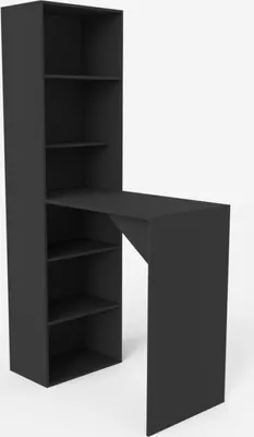 Immagine prodotto di Bar moderno mobile con tavolo alto per sgabelli e con ripiani h109 Tanul - Nero