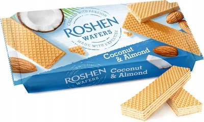 Zdjęcie produktu dla Roshen Wafelki Z Nadzieniem Kokosowo-Migdałowym 216 G