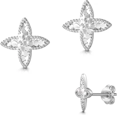 Produktbild von 925 Sterling Silber Ohrringe Ohrstecker Blume mit Pailletten