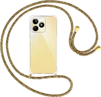 Produktbild von Handykette Backcover-Schutzhülle mit Band (Metall goldfarben) für Realme C53 (RMX3760, 6.74'') - braun+beige