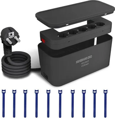 Obrázok produktu pre Rozbočovač so systémom na usporiadanie káblov, 3 USB, 2 m, čierny