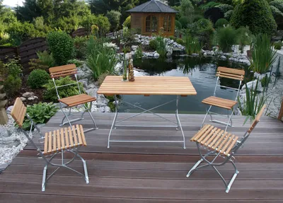 Produktbild von Garten Garnitur 5teilig 4x Stuhl 1x Tisch 70x110cm rechteckig
