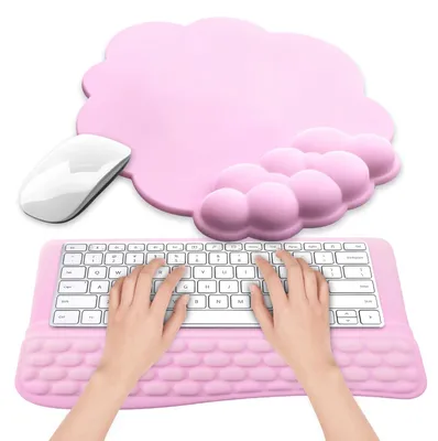 Produktbild von Ergonomische Handballenauflage - Tastaturerhöhung/Mauspad - Rutschfest - Memory-Schaum - Rosa - Unterstützung bei Handgelenkschmerzen - Tastaturstütze