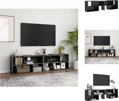 Imagen del producto de vidaXL Mueble de TV de alto brillo, color gris, 149x30x52 cm, fabricado en material de madera - Muebles para televisión