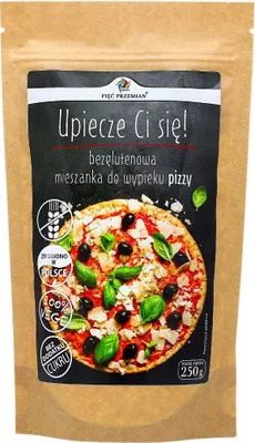 Zdjęcie produktu dla MIESZANKA DO WYPIEKU PIZZY BEZ DODATKU CUKRÓW BEZGLUTENOWA 250 g - PIĘĆ PRZEMIAN