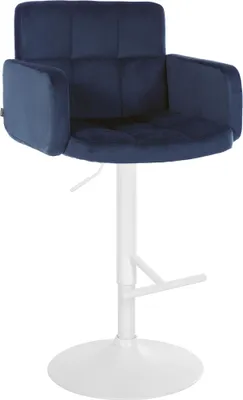Imagen del producto de Silla de bar Los Ángeles - tapizada en terciopelo, estructura blanca - color azul