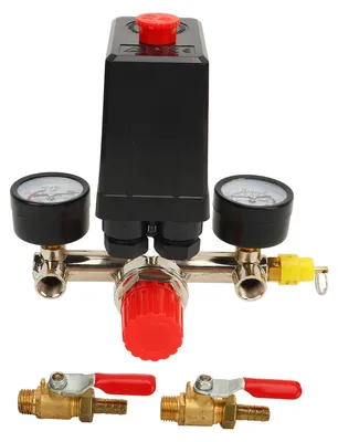 Immagine prodotto di Pressostato per compressore d'aria da 0 a 180 PSI Valvola di controllo con regolatore e 2 manometri