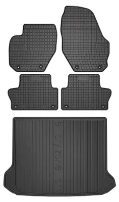 Image de Tapis en caoutchouc + bac de coffre pour Volvo XC60 I 2008-2017 (SUV, coffre standard) – 5 pièces, noirs, sur mesure