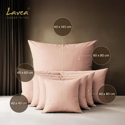 Zdjęcie produktu dla Lavea®: 1 poszewka na poduszkę, 80x80 cm, 100% bawełna, oddychająca, z zamkiem błyskawicznym, łatwa w pielęgnacji, certyfikat OEKO-TEX STANDARD 100 - kolor cappuccino