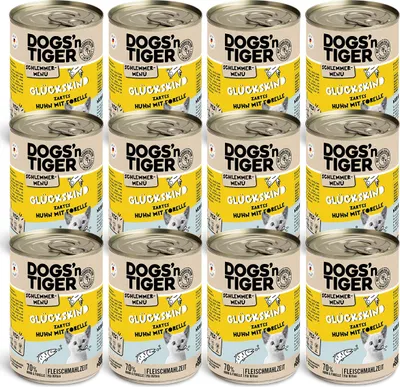 Produktbild von Dogs’n Tiger Junior, Kitten, Nassfutter, Katzenfutter, Getreidefrei, Glückskind, Huhn & Forelle, 12x400g