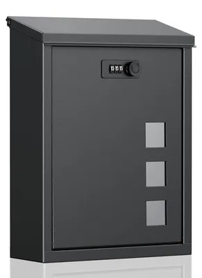 Zdjęcie produktu dla Skrzynka na listy ścienna - Zamek na kod - 24,5 x 9,3 x 35 cm - Czarna