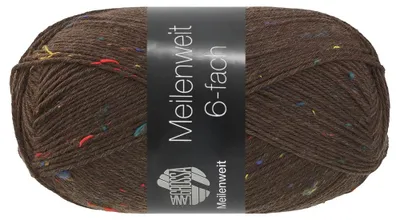 Produktbild von Lana Grossa MEILENWEIT 150 g TWEED 6-fach Sockenwolle 390 m Farbe 9865 - Graubraun