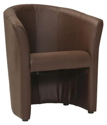 Image de Fauteuil en cuir - Marron - H 76 x L 67 x P 60 cm