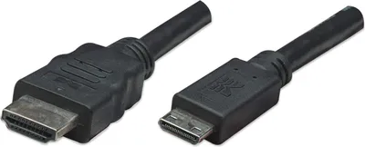 Produktbild von Manhattan High Speed HDMI-Kabel, 3D, Mini HDMI Stecker auf HDMI Stecker, geschirmt, schwarz, 1,8 m, 1,8 m, HDMI Typ A (Standard), HDMI Type C (Mini), 10,2 Gbit/s, Schwarz