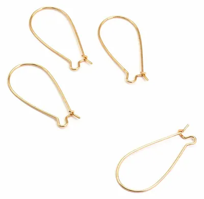 Produktbild von Vintageparts Kidney Ohrhaken 18K Gold beschichtet Messing, 4 Stück