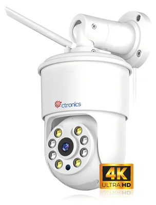 Obrázok produktu pre Bezpečnostná kamera 4K 8MP - Wi-Fi pripojenie - Kovové puzdro - Montáž na stenu - Vonkajšia ochrana - Nočné videnie - PTZ kamera