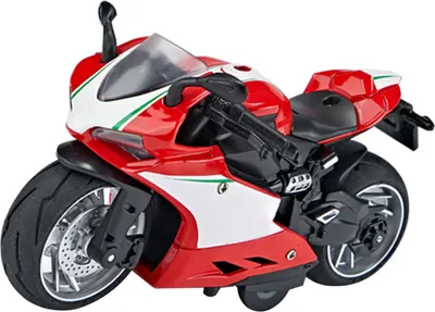 Produktbild von Spielzeug-Motorradmodell, Maßstab 1:14, Legierung, Kunststoff, zurückziehbar, mit Ton und Licht für Kinder, Rot