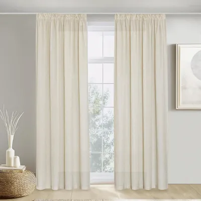 Immagine prodotto di Tende in lino semitrasparenti, color beige, dimensioni 245 x 140 cm, confezione da 2