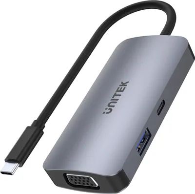 Obrázek produktu pro UNITEK P5 Trio, USB 3.2 Gen 1 (3.1 Gen 1) Type-C, 100 W, Šedá, HDMI, USB 3.2 Gen 1 (3.1 Gen 1) Type-A, USB 3.2 Gen 1 (3.1 Gen 1) Type-C, VGA, Hliník, 5 A