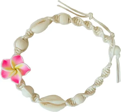 Imagen del producto de Cadena para el tobillo con conchas y flores, ajustable, talla única, con perlas, ideal para la playa