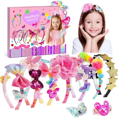 Image de Kit de bricolage Minicee DIY pour bandeaux de cheveux pour filles – Kit d'accessoires pour cheveux