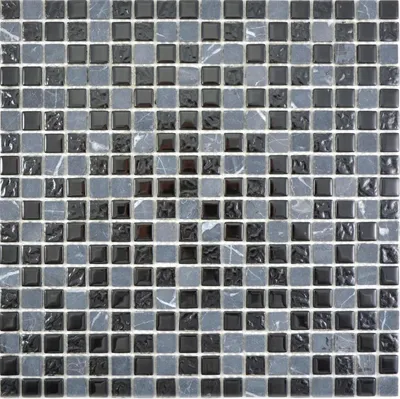 Produktbild von Transluzent Glasmosaik Stein grau schwarz Mosaikfliese Wand Fliesenspiegel Küche Bad