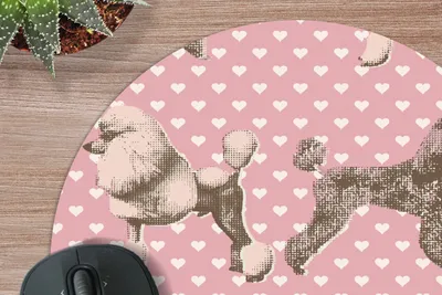 Produktbild von MuchoWow® Mauspad Mousepad Herz - Pudel - Muster 20x20 cm - Mousepads - Maus Mat - Pad - Mausunterlage - Schreibtischmatte