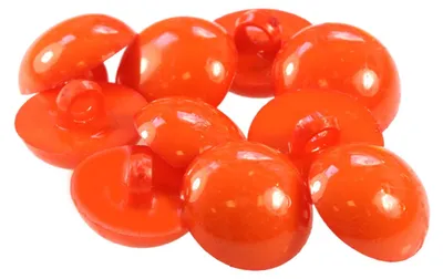 10 x Kinderknopf Ösenknopf 1-Loch, rund, 15 mm, orange