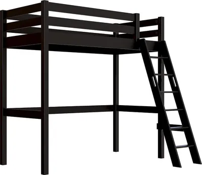 Produktbild von Hochbett holz 90x200 mit Leiter Sylvia schräge Leiter - Schwarz
